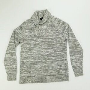 Inc Size Small Gray White Pattern V Neck Side Zip High Neck Long Sleeve Sweater